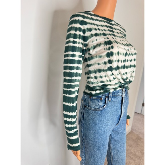 PINK Victoria's Secret Tie Dye Twist Front Long Sleeve Top Green White XS - Picture 4 of 14